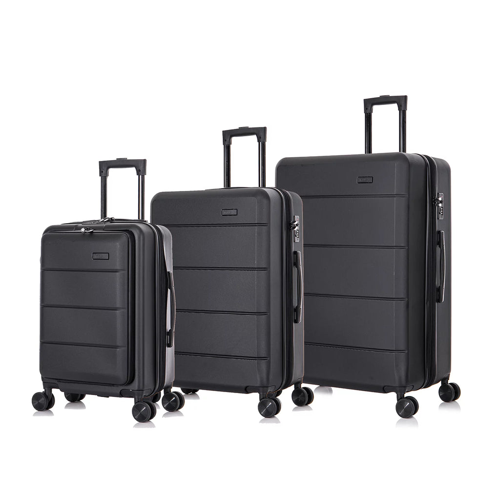 Black 3-Piece Hardside Luggage Set with Spinner Wheels S7697