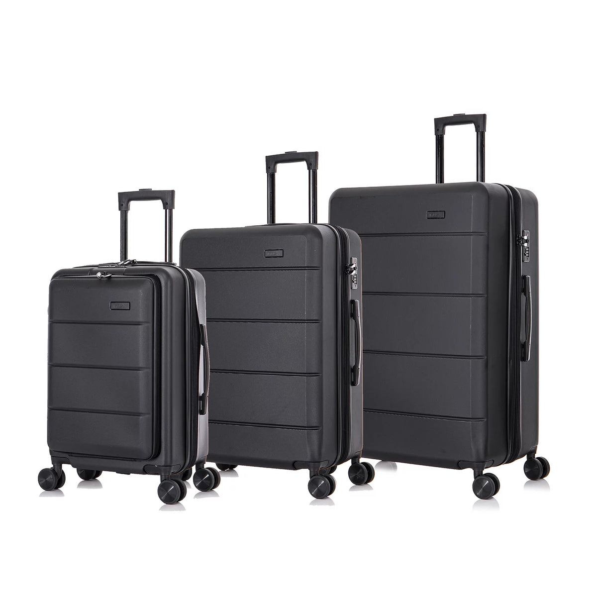 Black 3-Piece Hardside Luggage Set with Spinner Wheels S7697