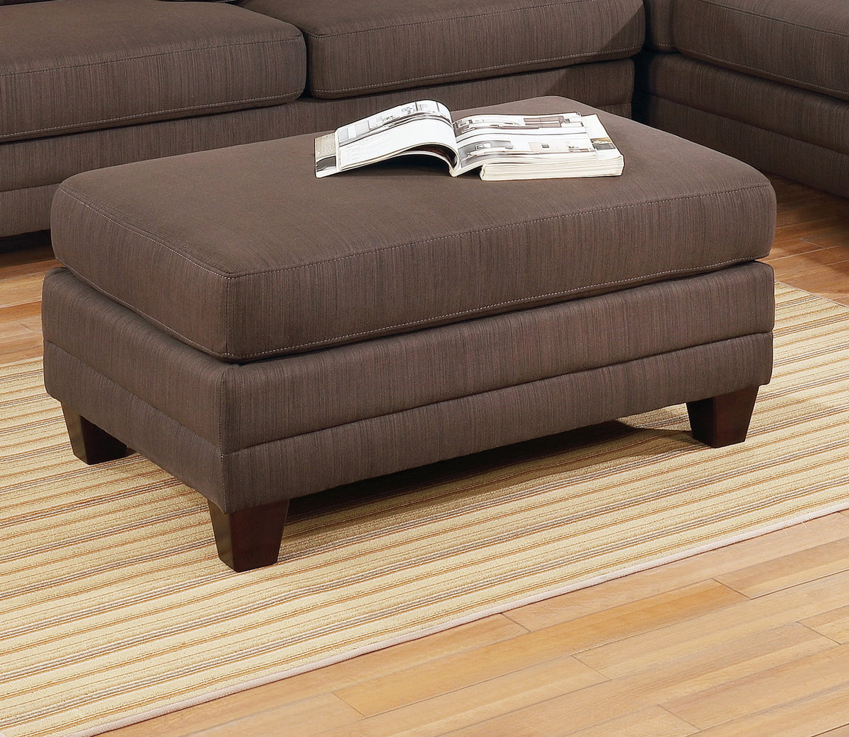 Grey Polyfiber Reversible Sectional Sofa with Ottoman I71147