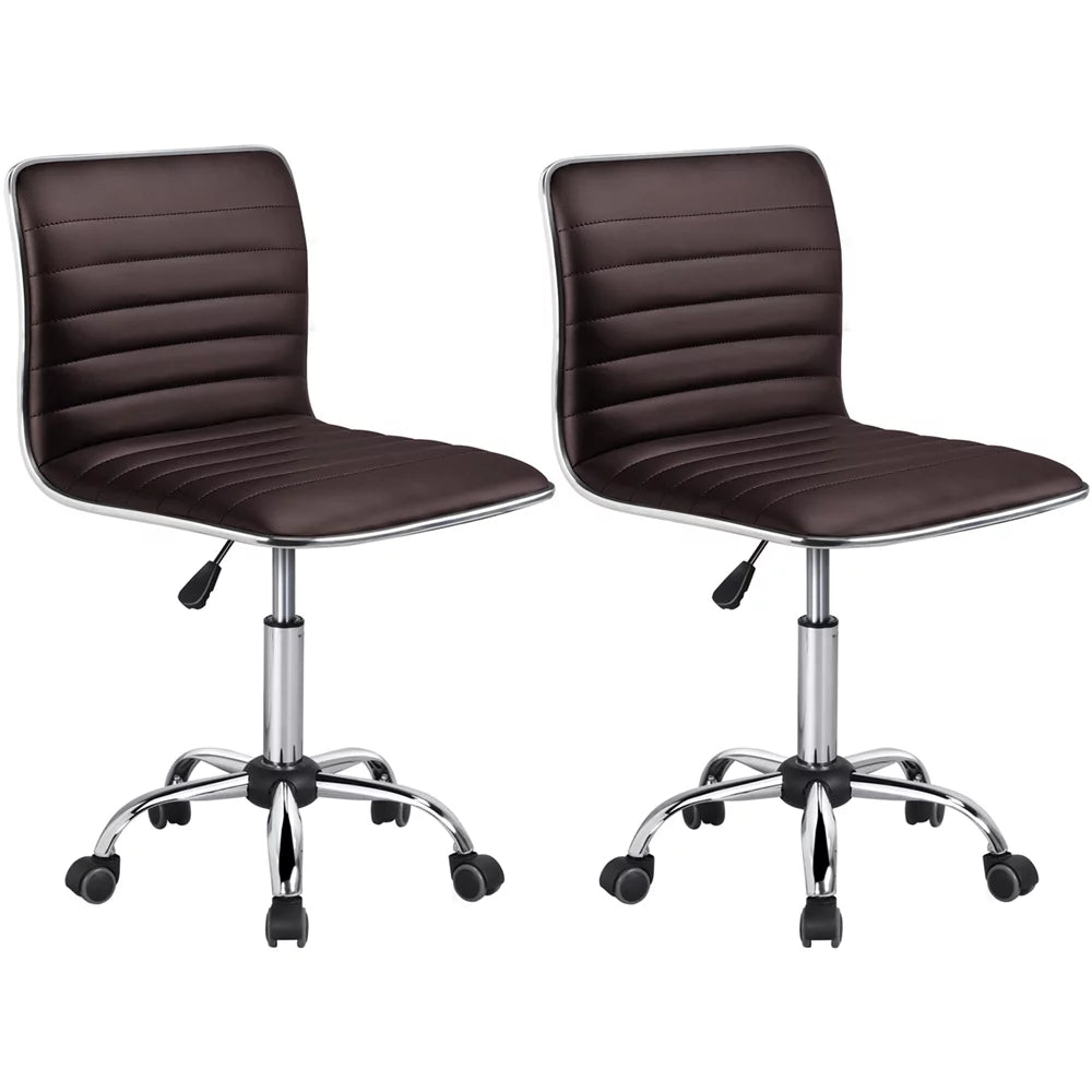 Espresso Faux Leather Swivel Office Chair Set of 2 U218