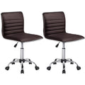 Espresso Faux Leather Swivel Office Chair Set of 2 U218