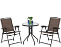 3-Piece Patio Bistro Set with Round Tempered Glass Table and 2 Chairs L80265