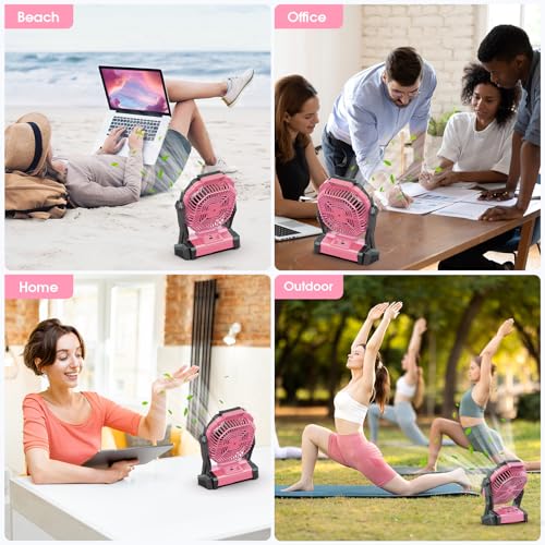 Portable Rechargeable Fan 20000mAh with LED Lantern Pink A6393