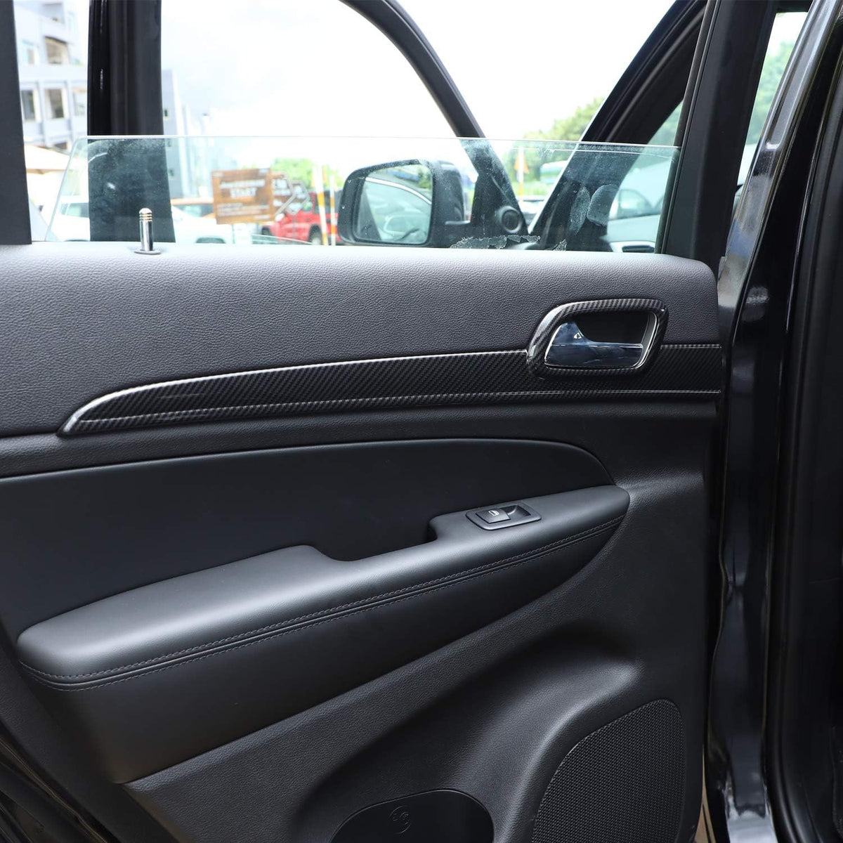 Dashboard Panel Trim & Door Handle Cover Kits Carbon Fiber Texture H8196