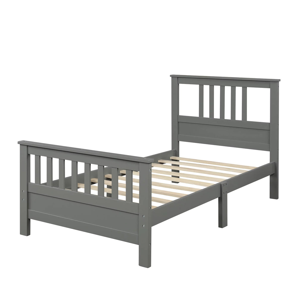 Wood Twin Size Platform Bed Frame with Headboard and Footboard N72068