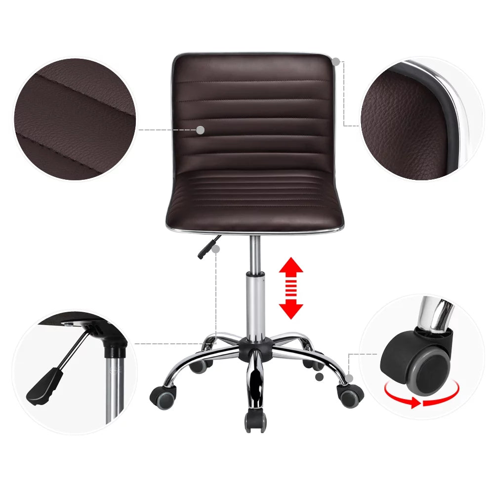 Espresso Faux Leather Swivel Office Chair Set of 2 U218
