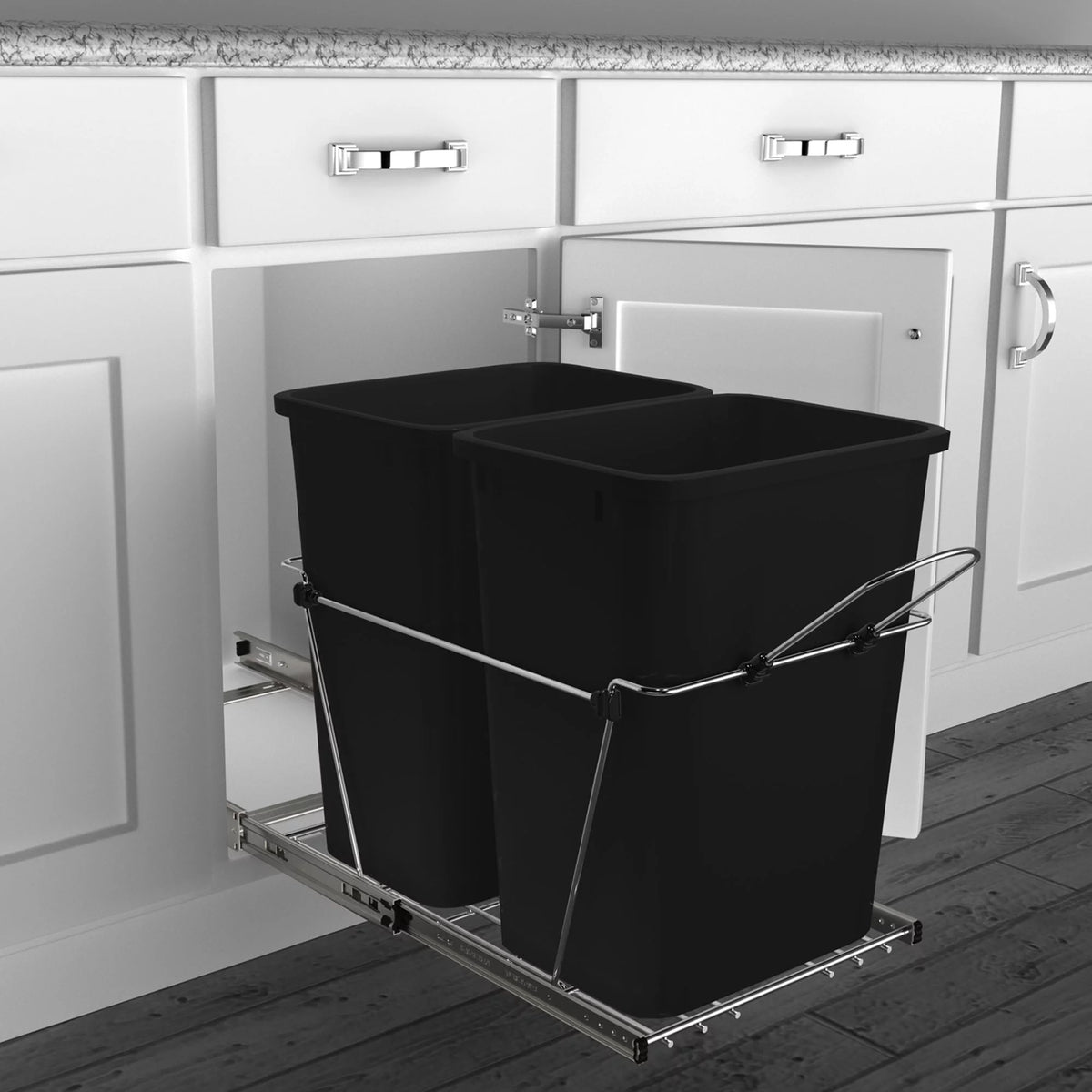 Black Pull Out Waste Containers W5539