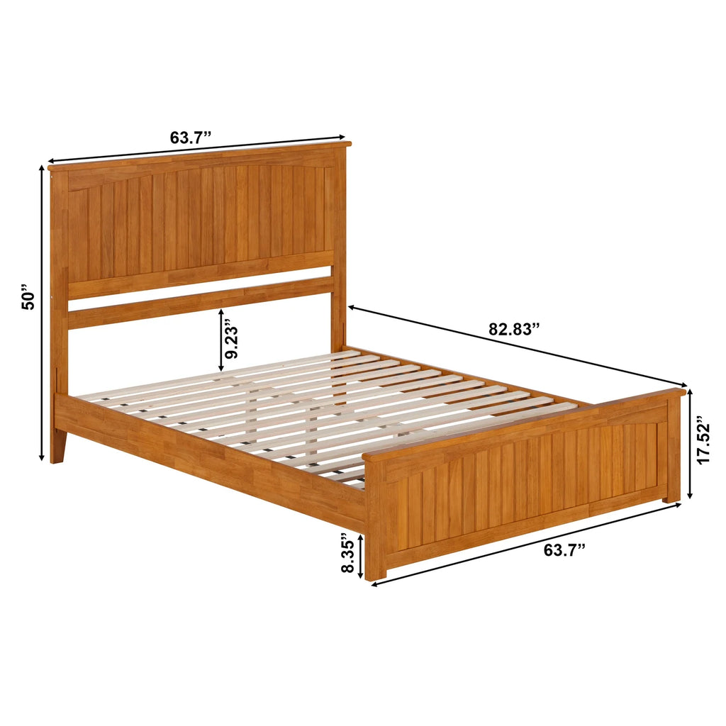 Queen Solid Wood Low Profile Platform Bed with Footboard W626