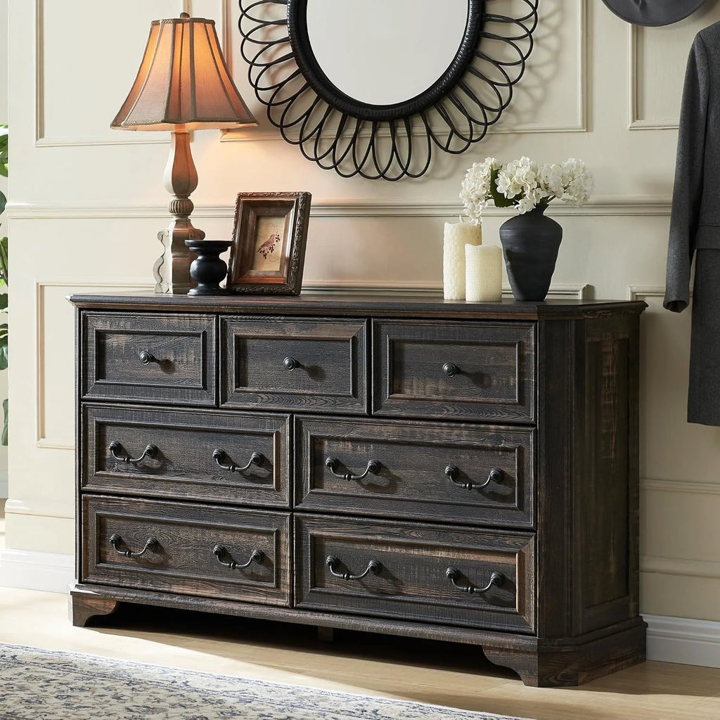 Brown 7 Drawer Wood Dresser E770