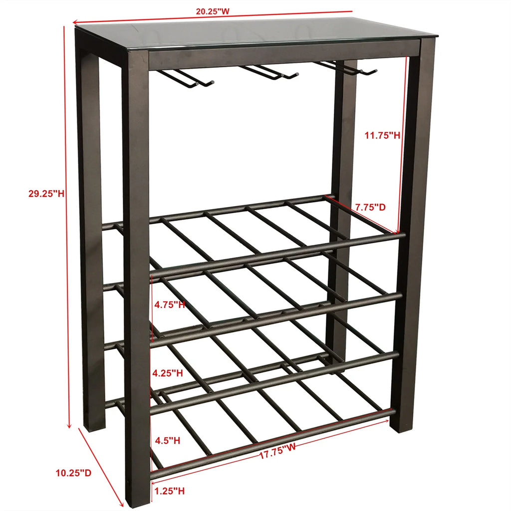 4 Tier Wine Rack with Storage Shelves and Glass Holders N67517