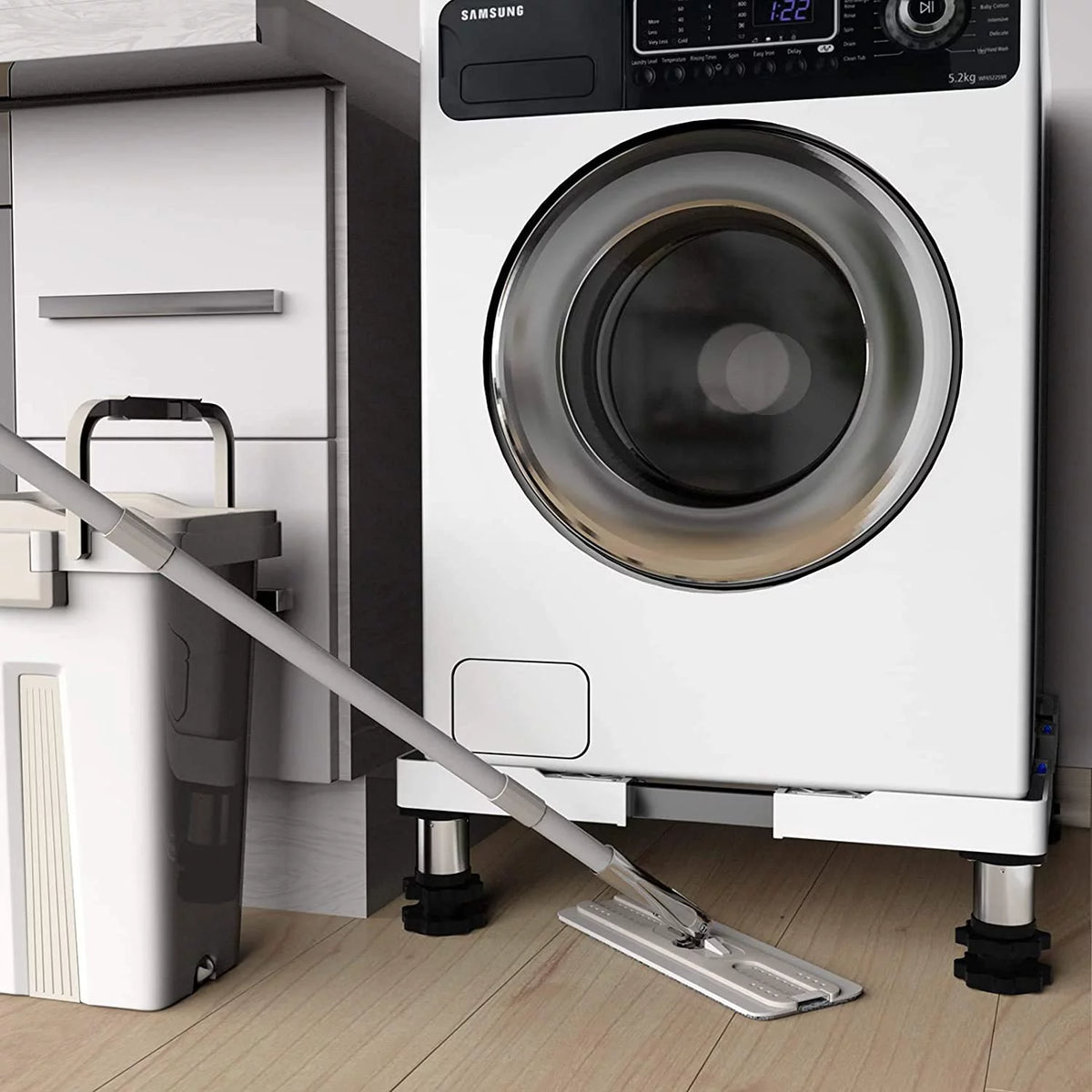 Adjustable Mini Fridge and Washer Stand with 4 Heavy Duty Feet Y505688