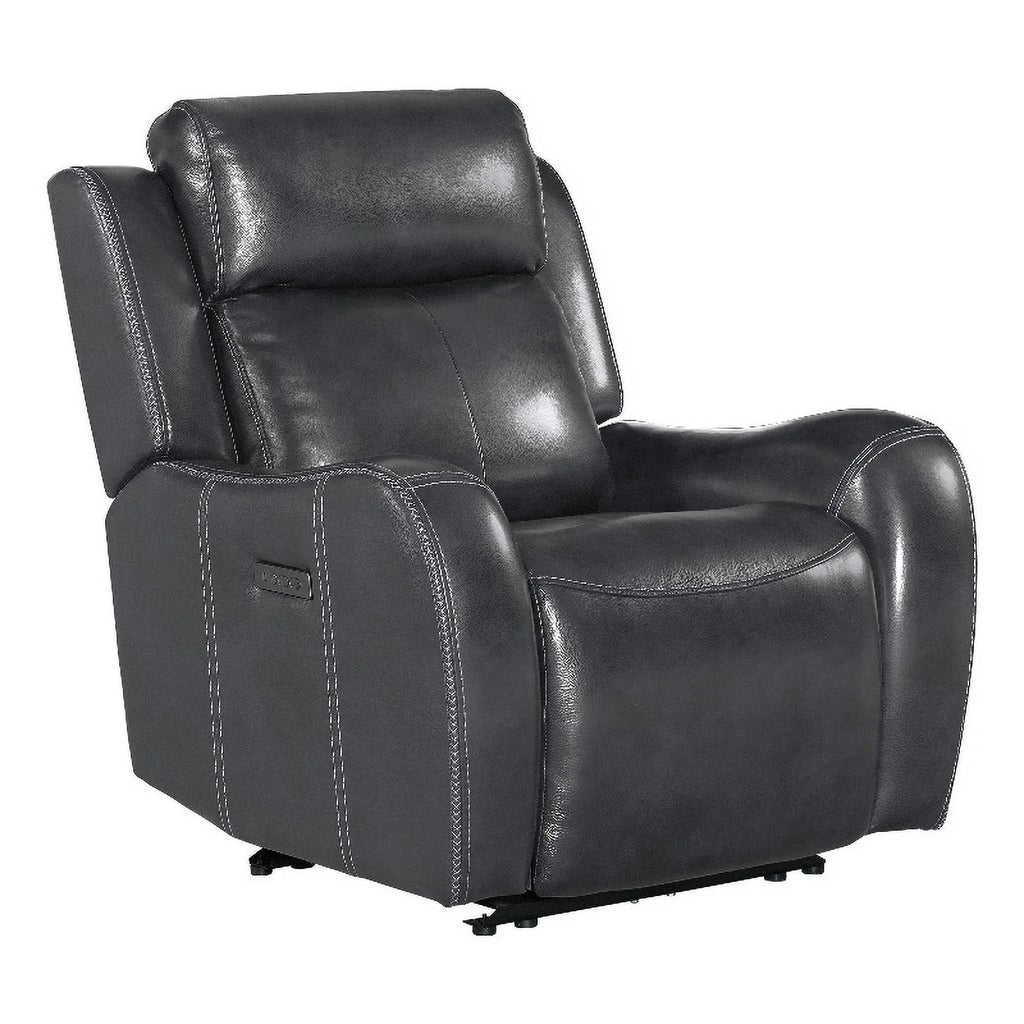 Charcoal Gray Leather Dual-Power Recliner F104745