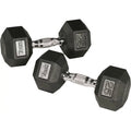 70 lbs Rubber Hex Dumbbell with Chrome Handle B806
