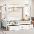Twin Size Canopy Daybed with Drawer and Slat Support Leg, White X920