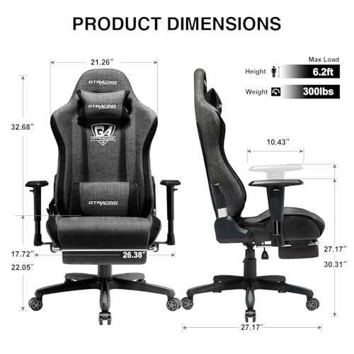 Fabric Breathable Big and Tall Ergonomic Gaming Chair with Footrest Z268