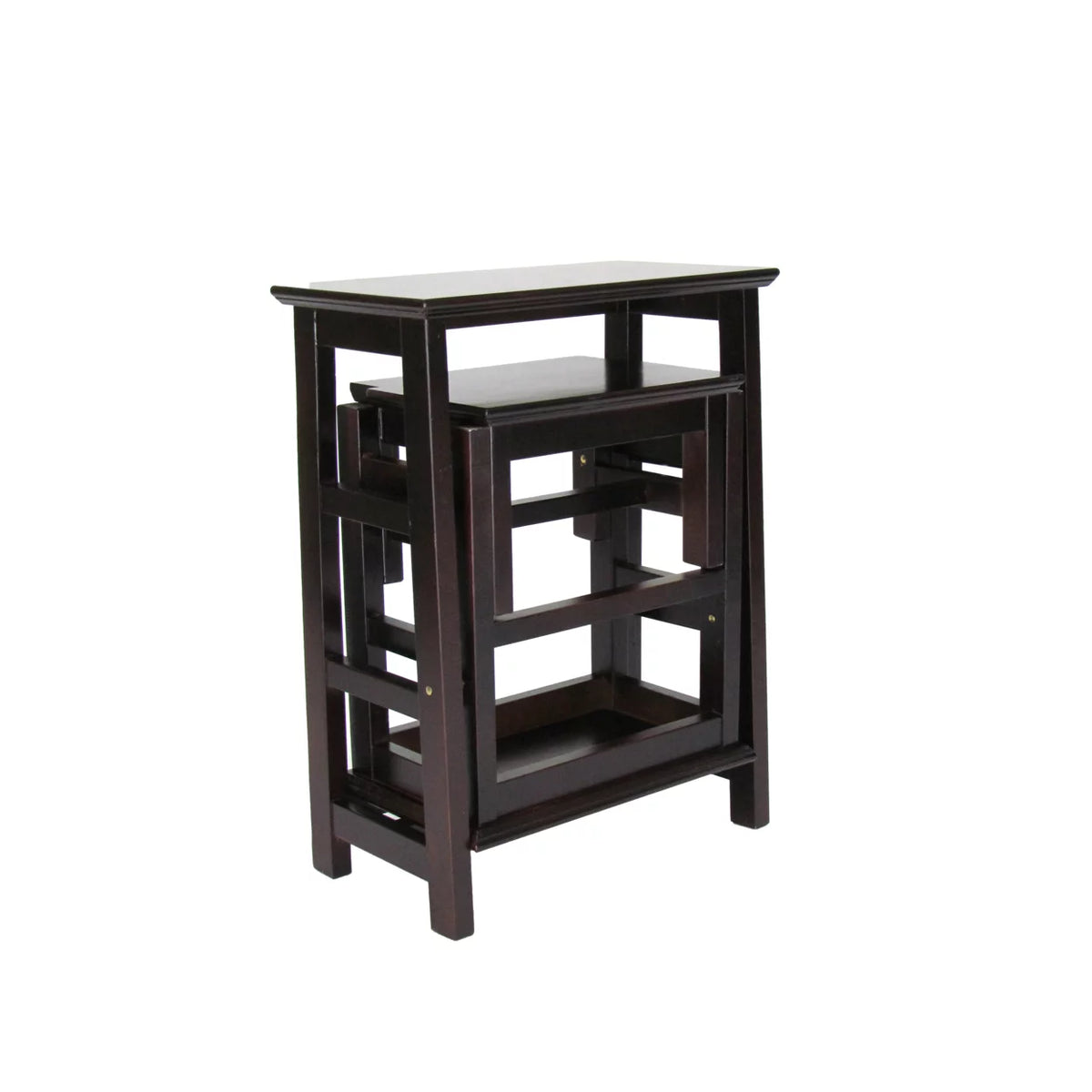 Dark Brown Wooden 3 Step Folding Table J815