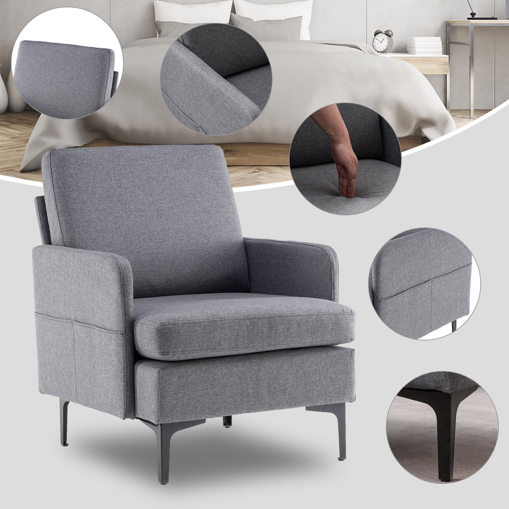 Velvet Upholstered Accent Chair with Wood Legs D897305