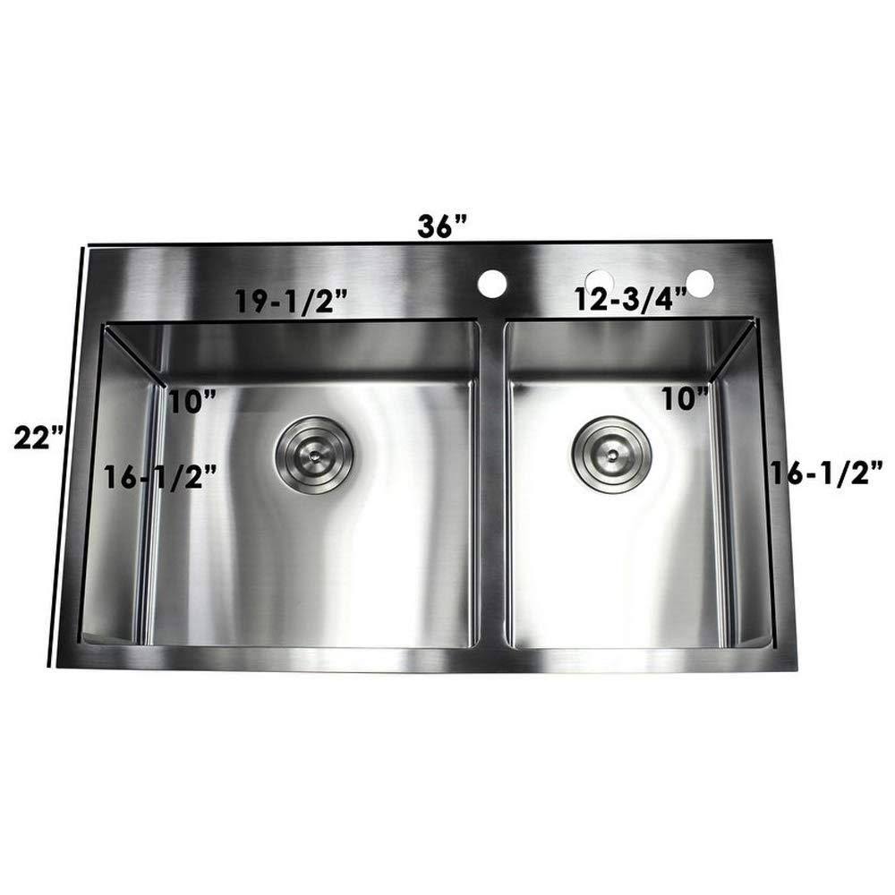 33 inch Drop in Stainless Steel Kitchen Sink 16 Gauge Double Bowl I35903