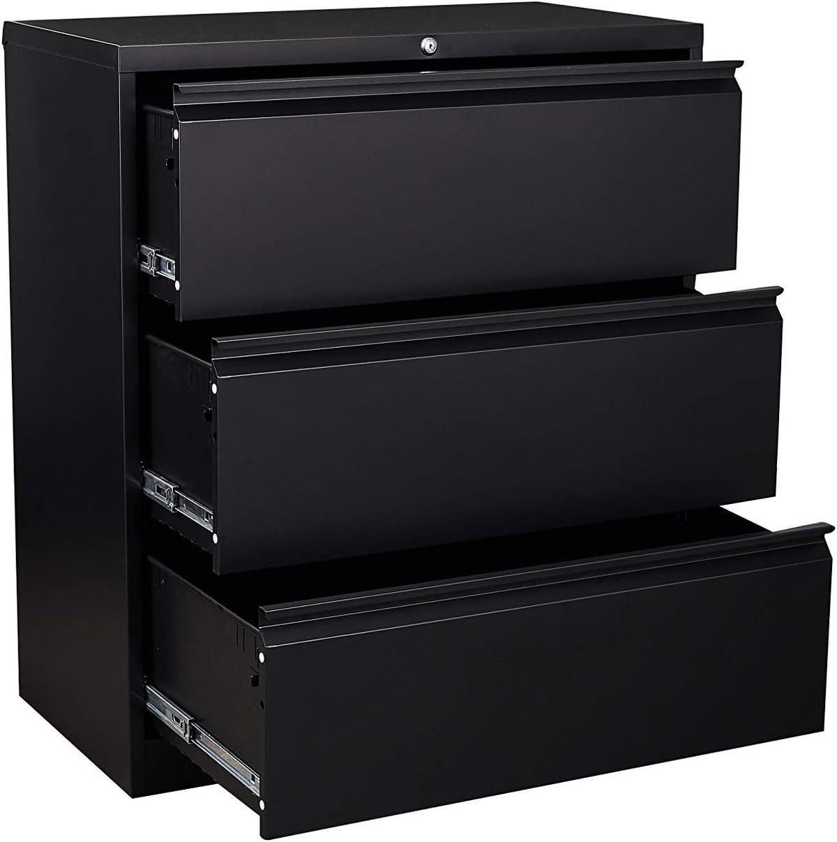 Black 3 Drawer Metal Lateral File Cabinet with Lock W842140