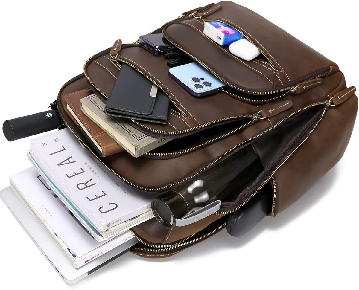 Genuine Leather 18 inch Laptop Backpack U3425