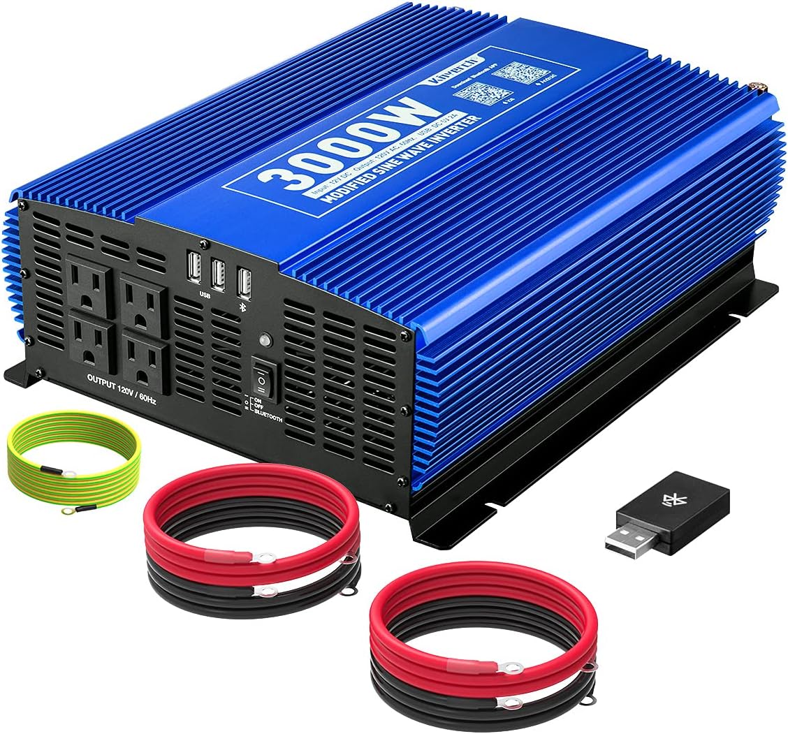 3000W Power Inverter DC12V to 110V AC with 4AC Outlets 2USB Port S25385