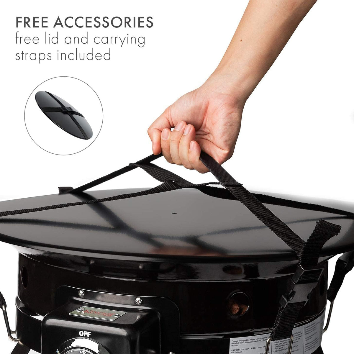 20 Portable Propane Fire Pit 52,000 BTU Smokeless with Cover Carry Kit Black E2806