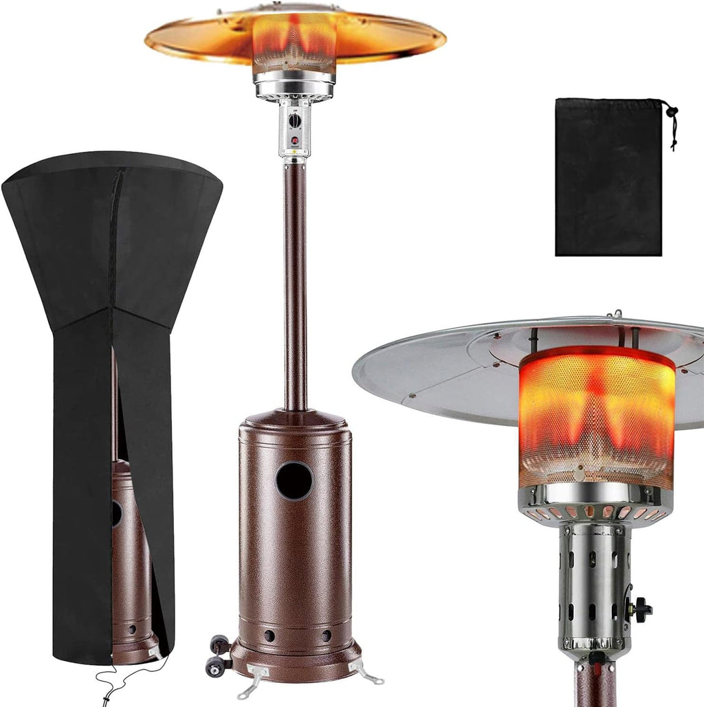 Propane Patio Heater with Cover, Stainless Steel, Bronze Y143955