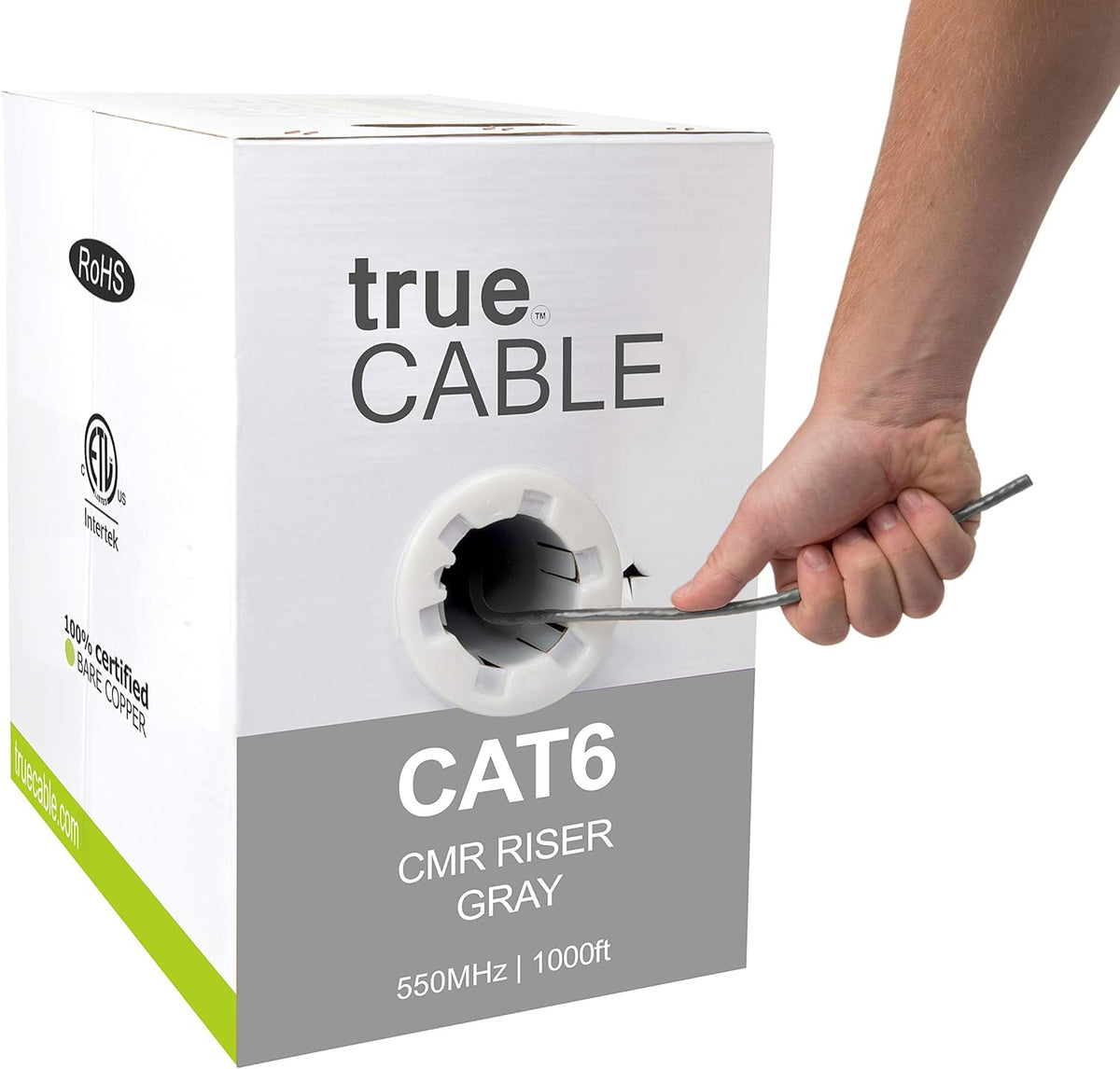 Cat6 Riser 1000ft Green 23AWG Bare Copper UTP Bulk Ethernet Cable Y605