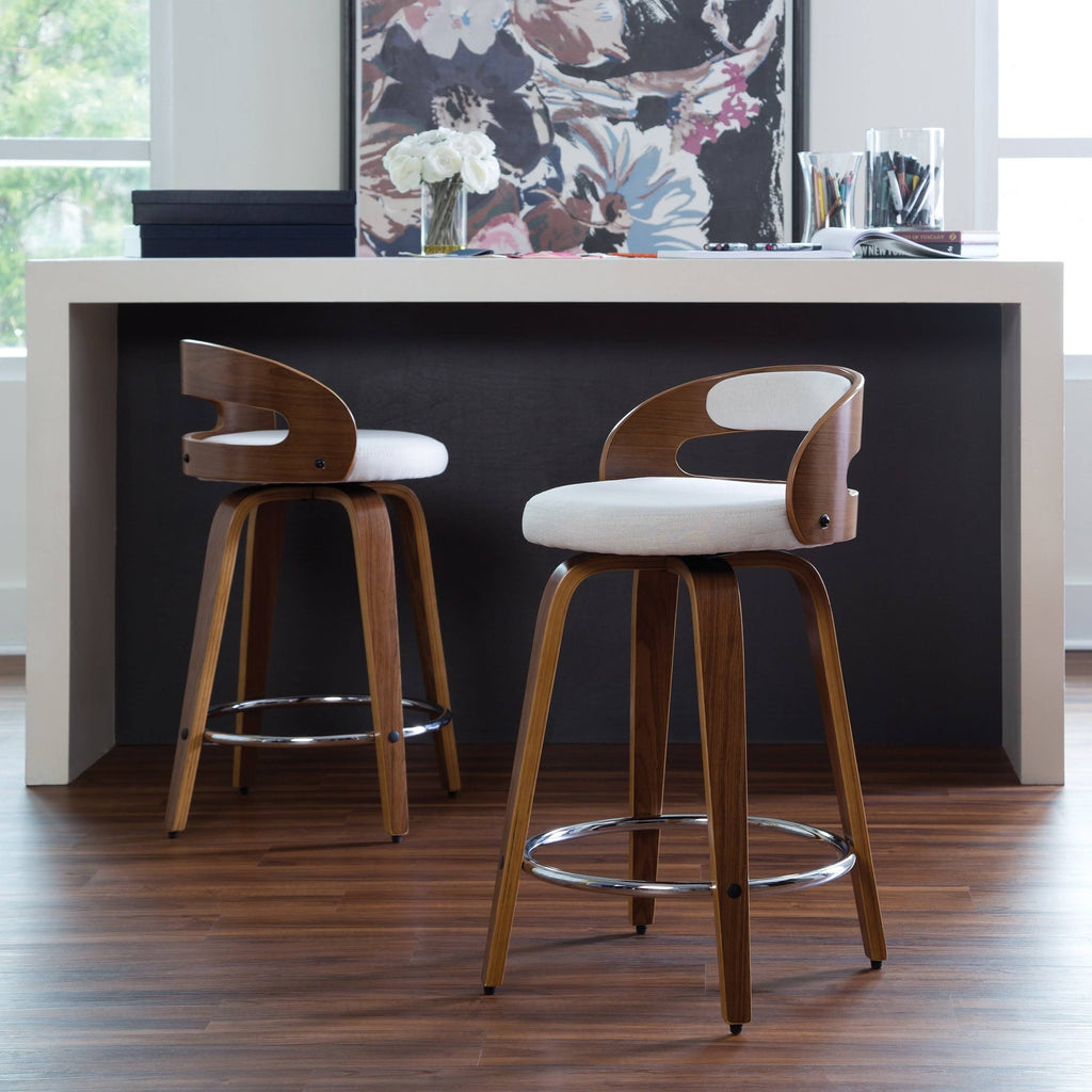 Beige Bentwood Swivel Stool S63131
