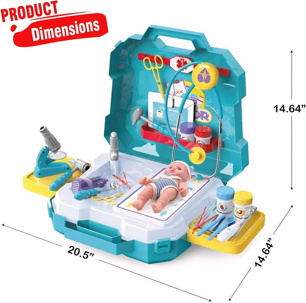 Stainless Steel Toy Medical Tools Set with Carrying Case F410