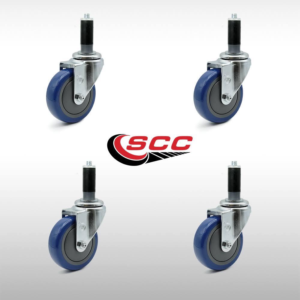 Blue Polyurethane Swivel Caster Set of 4 U1056