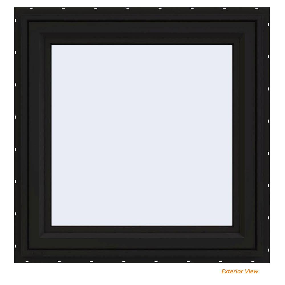 36 in. x 36 in. Black Vinyl Left-Handed Casement Window with Fiberglass Mesh Screen S1638