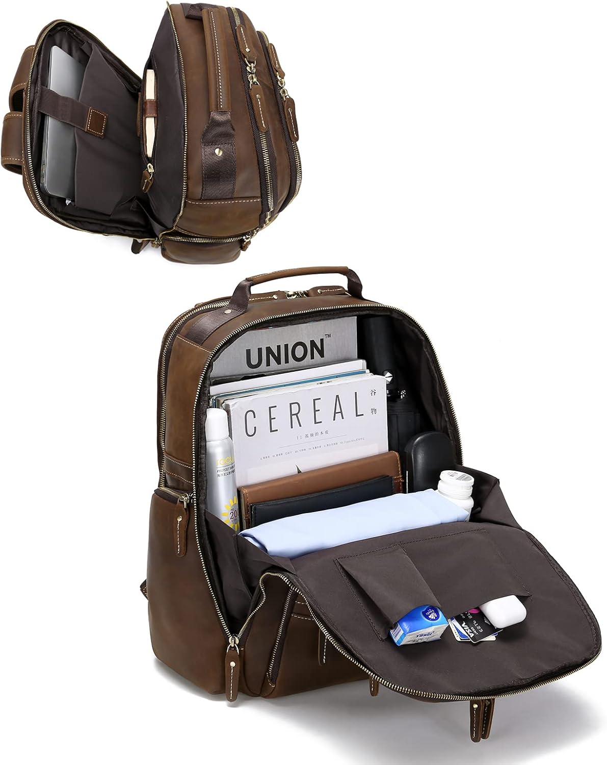 Genuine Leather 18 inch Laptop Backpack U3425
