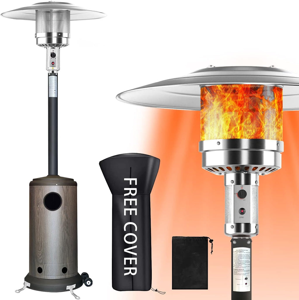 Propane Patio Heater with Cover, Stainless Steel, Bronze Y143955