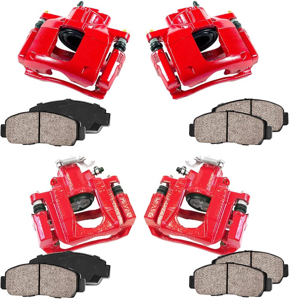 Powder Coated Red Calipers + Ceramic Brake Pads Kit L391859