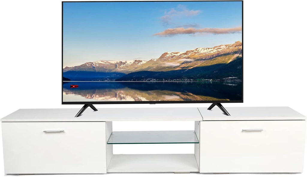 White TV Stand with Storage Cabinets Z96731