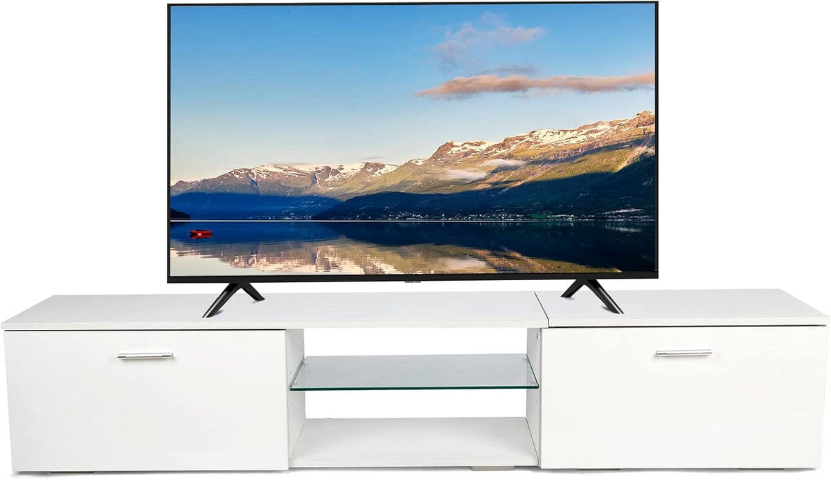 White TV Stand with Storage Cabinets Z96731