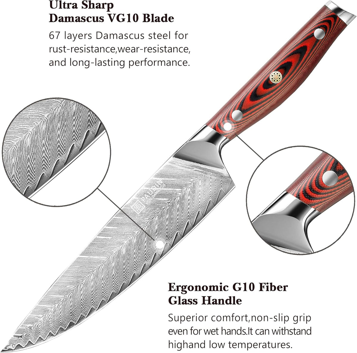 8 Inch Damascus High Carbon Stainless Steel Chef Knife J947787