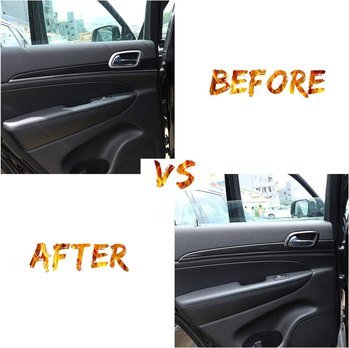 Dashboard Panel Trim & Door Handle Cover Kits Carbon Fiber Texture H8196