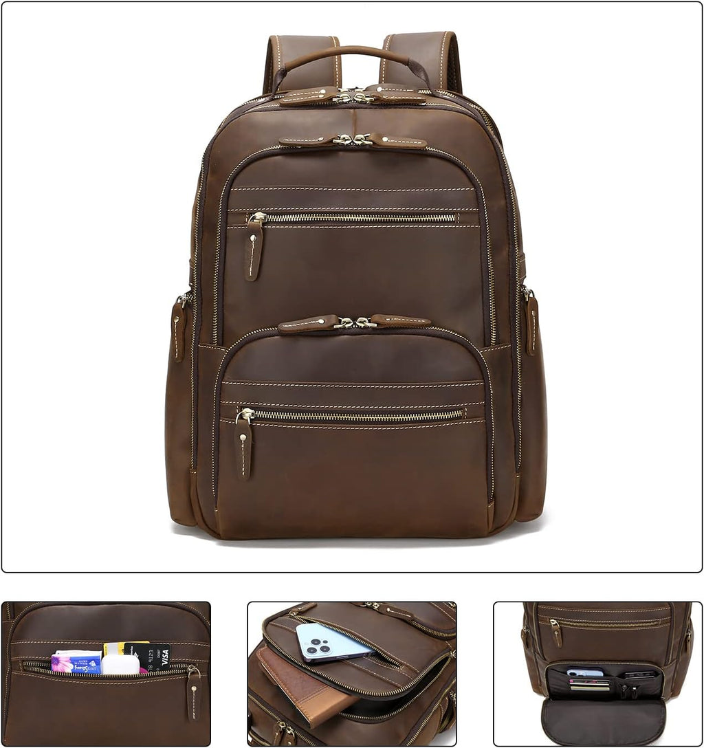 Genuine Leather 18 inch Laptop Backpack U3425