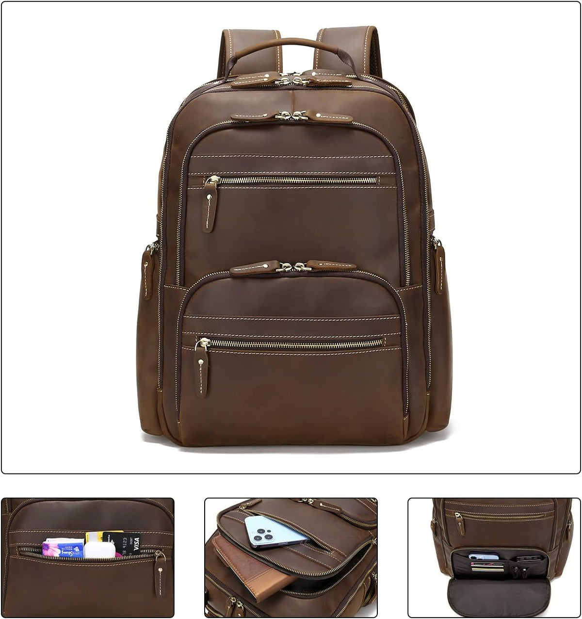 Genuine Leather 18 inch Laptop Backpack U3425