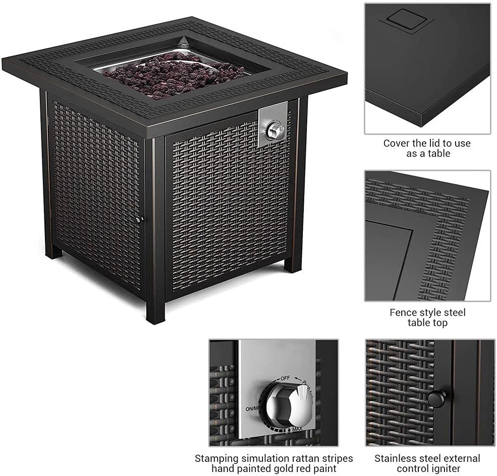 28 Inch 50,000 BTU Auto-Ignition Propane Fire Pit Table I2170
