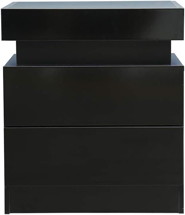 White 2 Drawer LED Nightstand A89114