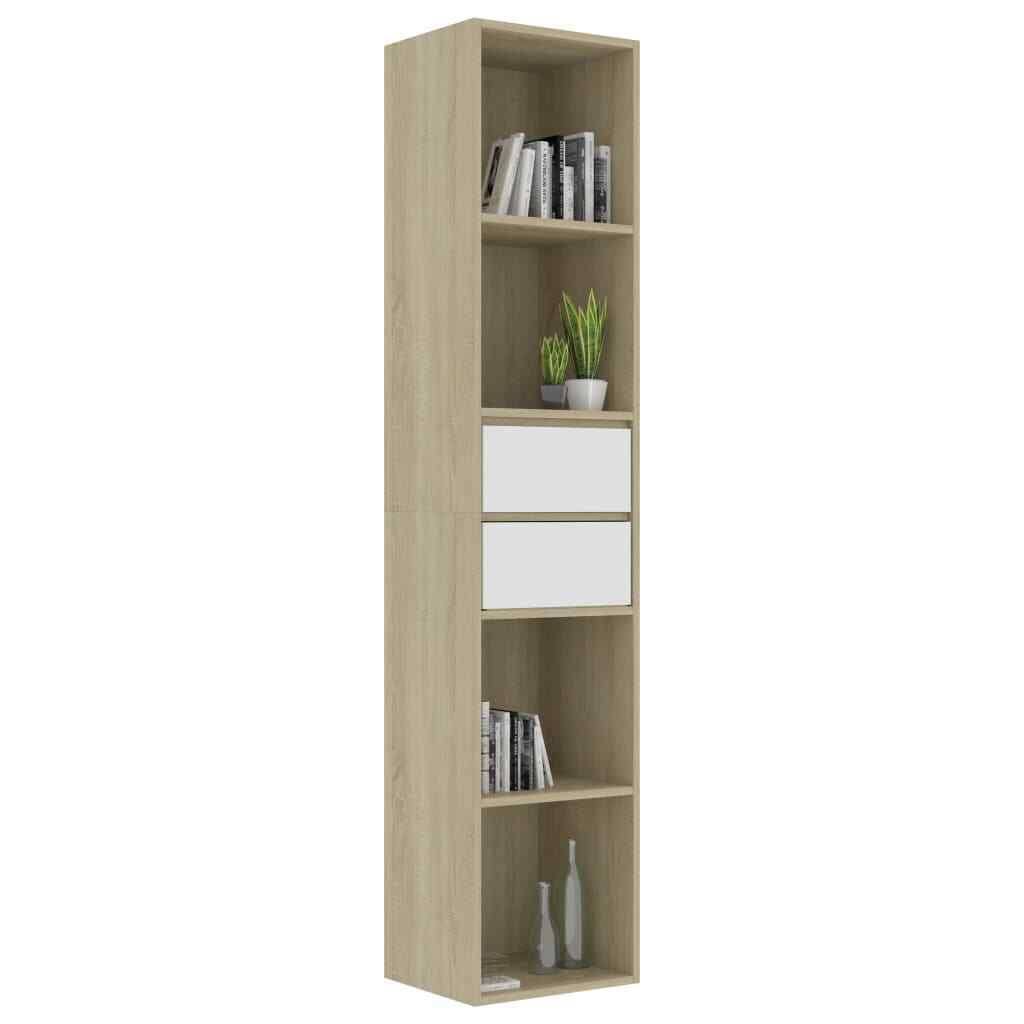 White and Sonoma Oak Chipboard Book Cabinet E3456
