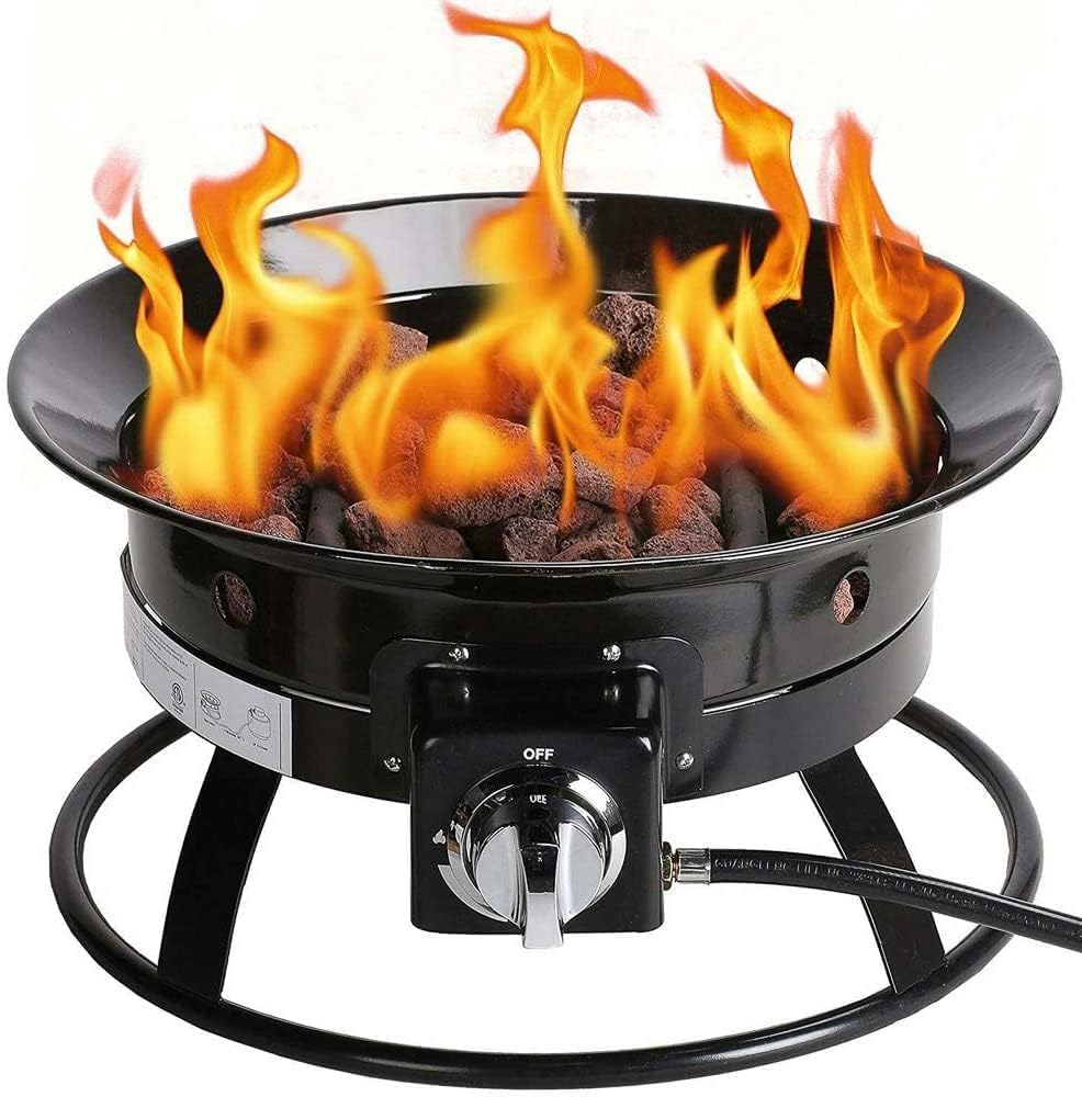 20 Portable Propane Fire Pit 52,000 BTU Smokeless with Cover Carry Kit Black E2806