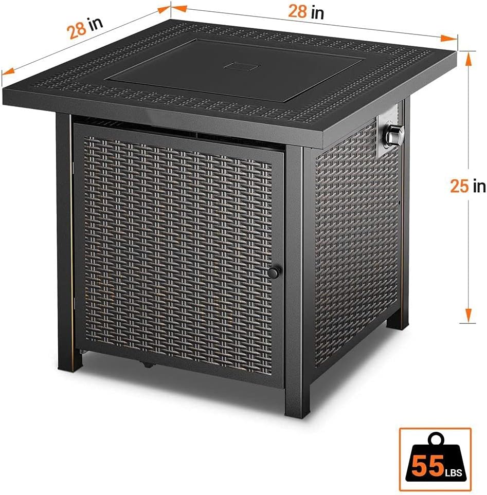 28 Inch 50,000 BTU Auto-Ignition Propane Fire Pit Table I2170