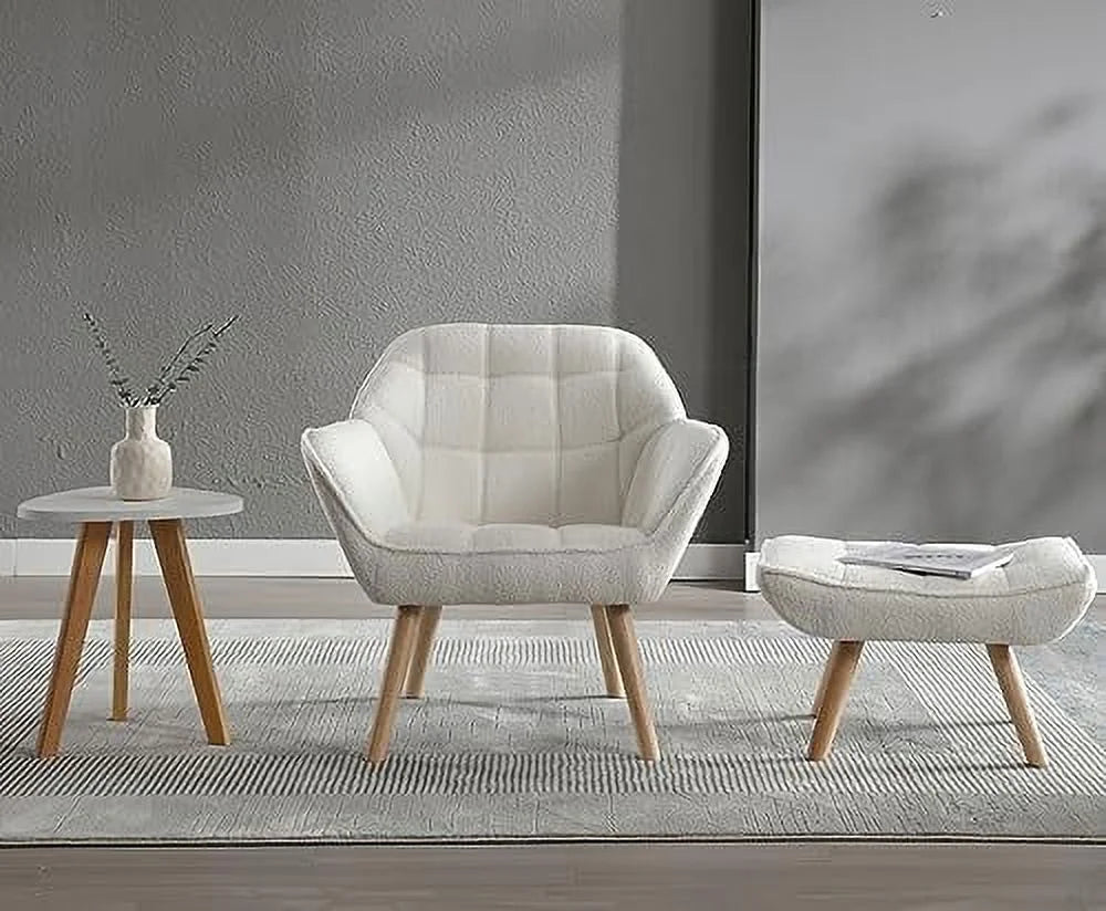 Sherpa Accent Chair with Ottoman V6089