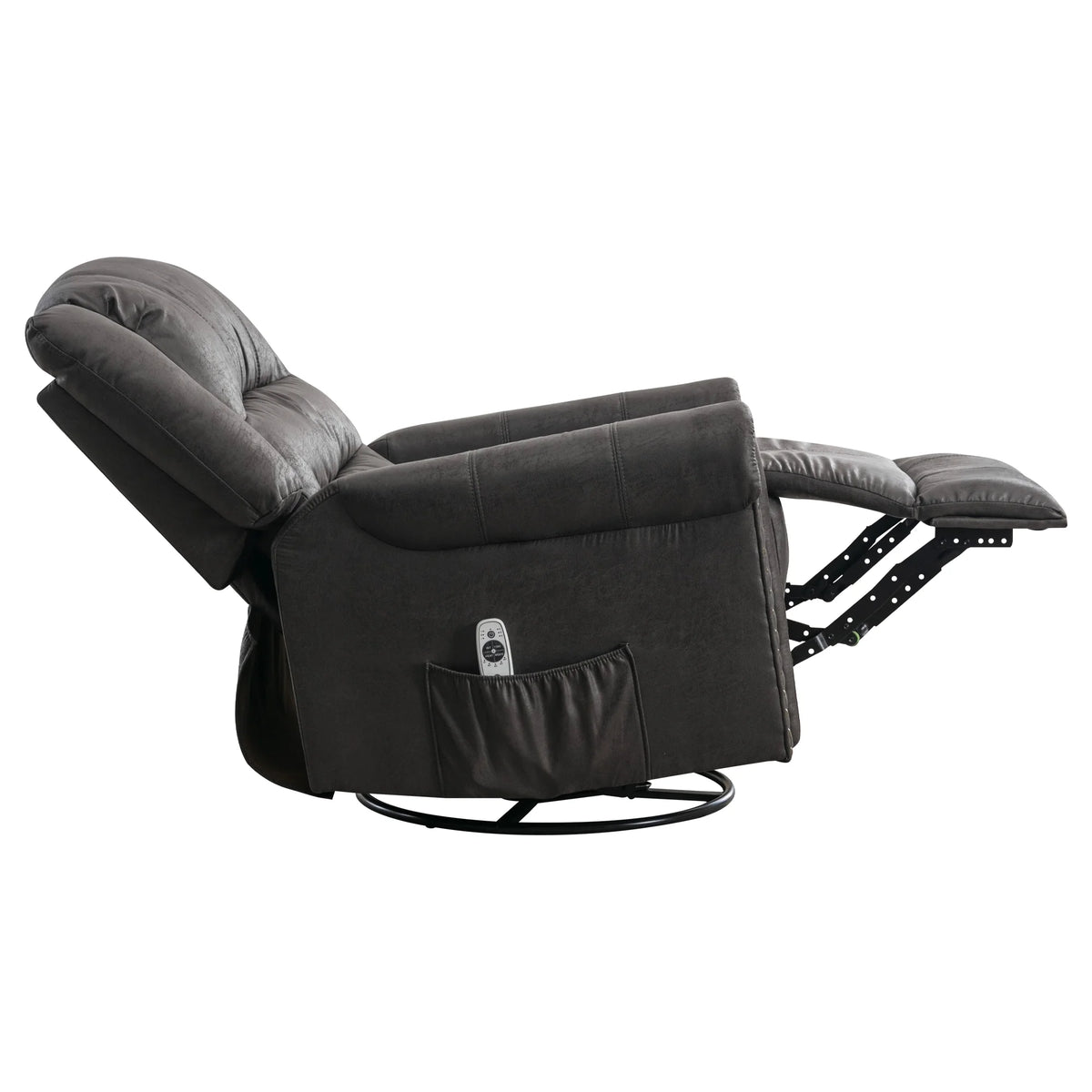 Gray PU Leather Swivel Recliner Chair with Massage and Heat T4946