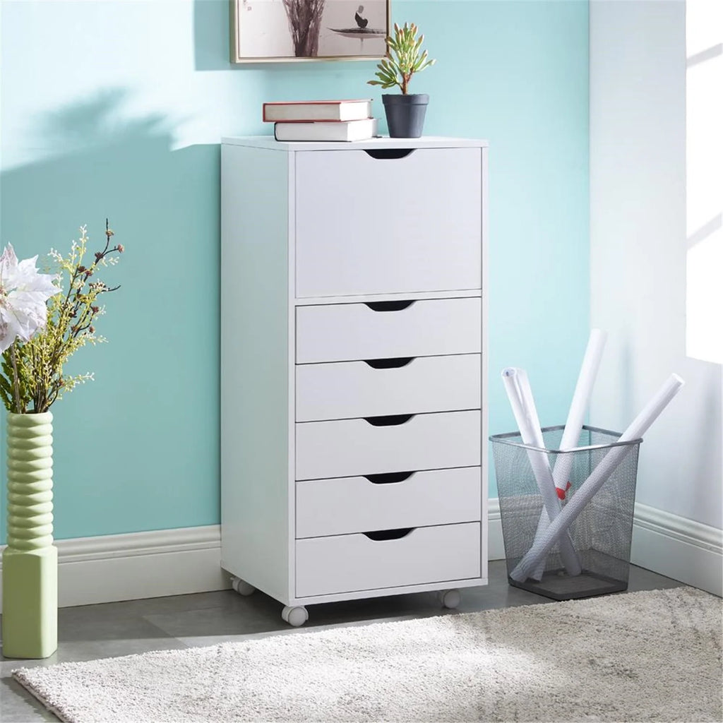 6 Drawer Grey Dresser with Wheels P13860