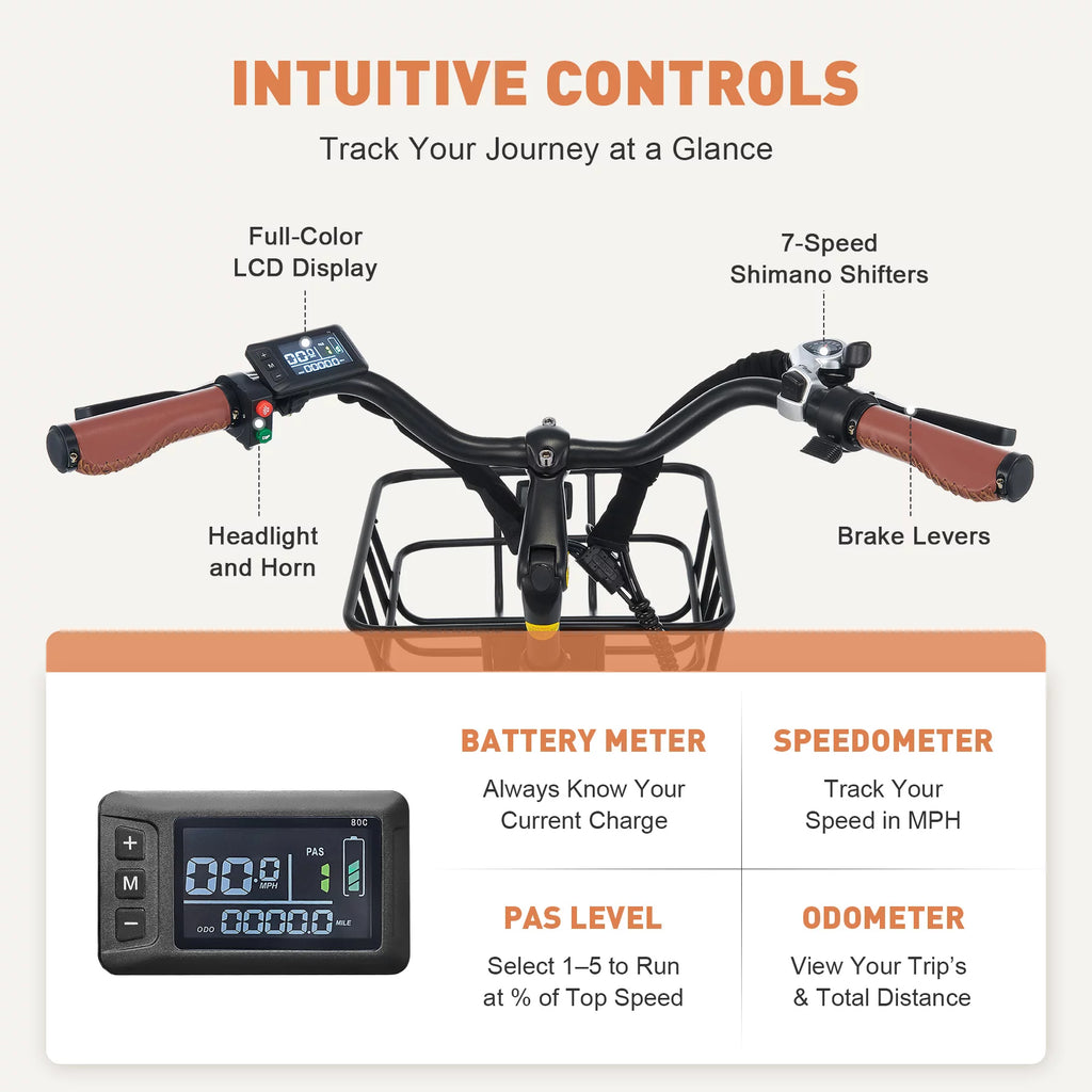 Electric Bike 7 Speed 20mph Black X744